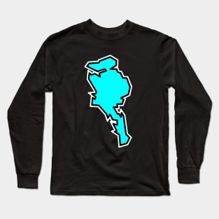 Quadra Island In A Light Turquoise - Bright Blue Silhouette - Quadra Island Long Sleeve T-Shirt